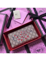 Knockoff Gucci Snake print GG Supreme Zip Around Wallet 451273 Red HY108ch31