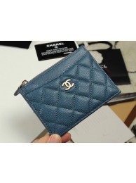 Knockoff High Quality Chanel classic card holder Grained Calfskin & Gold-Tone Metal A84105 blue HY19921FA65