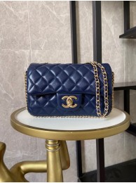 Knockoff High Quality chanel classic handbag Lambskin &Imitation Pearls& gold Metal AS1740 blue HY1306FA65