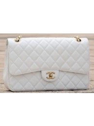 Knockoff High Quality Chanel Jumbo Classic White Cannage Pattern Flap Bag A58600 Gold HY22457Lg12