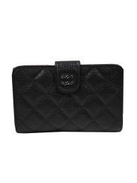 Knockoff High Quality Chanel Matelasse Bi-Fold Wallet Black Original Cannage Pattern A48667 Silver HY20632Lg12