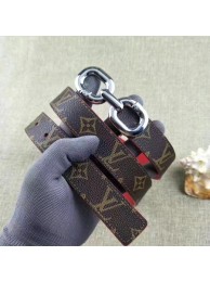 Knockoff Louis Vuitton 30mm Brown Leather Belt M4226 Silver HY15405Bt18