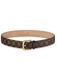 Louis Vuitton Coffee Damier Cowskin Leather with Gold Hardware Belt HY15123Ri95