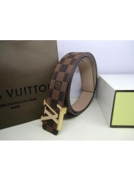 Louis Vuitton Damier Ebene Canvas Belt LV2050 Gold HY15094uZ84