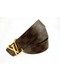 Louis Vuitton Damier Ebene Canvas Belt LV207 Gold HY14478Pu45