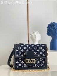 Louis Vuitton Monogram denim DAUPHINE MM M59483 Navy Blue HY17619Is79
