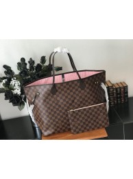 Louis Vuitton original Damier Ebene Canvas Neverfull GM N51106 Red HY19093pA42