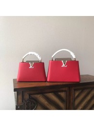Louis vuitton original taurillon leather Capucines PM M48865 red&white&grey HY22243hI90