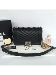 Luxury Boy Chanel Flap Shoulder Bag Herringbone Stitching A92828 Black HY23507QT69