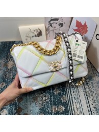 Luxury Chanel 19 flap bag AS1161 White&Rainbow line HY13906Px24