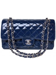 Luxury Chanel 2.55 Series Flap Bag Blue Patent Leather A1112 Silver HY4809kp43