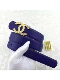 Luxury Chanel 30mm Blue Leather Belt CH5235 Gold HY14418bE46