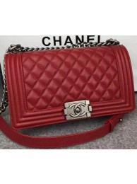 Luxury Chanel Boy Flap Shoulder Bag Red Original Calfskin Leather A8708 Silver HY24686UV86