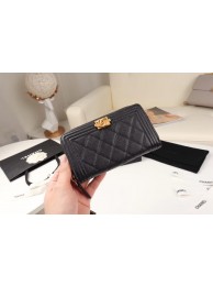Luxury Chanel Calfskin Leather & Gold-Tone Metal Wallet A80566 black HY18032QT69