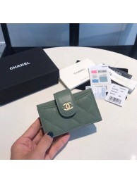 Luxury Chanel card holder AS0342 blackish green HY13934kp43