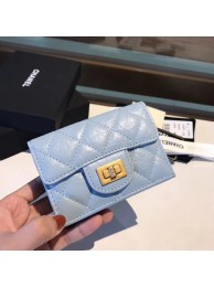 Luxury Chanel classic wallet Calfskin & Gold-Tone Metal A80234 light blue HY26062QT69