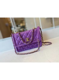 Luxury Chanel flap bag Calfskin & Gold-Tone Metal AS2055 purple HY20724Lv15