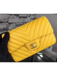 Luxury Chanel mini Classic Flap Bag Yellow Original Sheepskin Chevron Leather CHA5500 Gold HY15029kp43