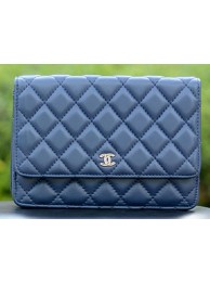 Luxury Chanel mini Flap Bags Blue Sheepskin Leather A33814 Silver HY15561UV86