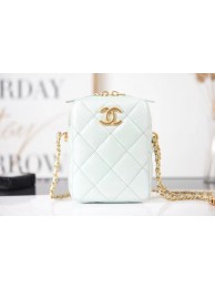 Luxury Chanel mini Shoulder Bag Grained Calfskin AS2857 light green HY19264Lv15