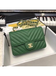 Luxury Chanel Small Classic Handbag Grained Calfskin & Gold-Tone Metal A69900 green HY14636Px24
