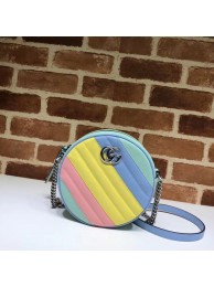 Luxury Gucci GG Marmont mini round shoulder bag 550154 Multicolored pastel HY913bE46