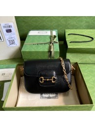 Luxury Gucci Horsebit 1955 lizard mini bag 675801 black HY5029Lv15