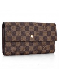 Luxury Louis Vuitton Damier Ebene Canvas Sarah Wallet N61734 HY22301Px24