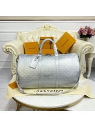 Luxury Louis Vuitton KEEPALL BANDOULIERE 55 M58041 silver HY2474Lv15