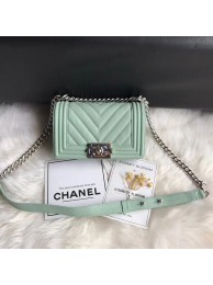 Luxury Replica Chanel Leboy Original Caviar leather Shoulder Bag A67085 Light green silver chain HY10730vv50