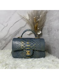 Luxury Replica Chanel Snake skin mini flap bag with top handle AS2431 dark gray HY510vv50
