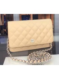 Luxury Replica Chanel WOC mini Flap Bag Apricot Sheepskin A5373 Silver HY8905vv50