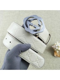 Luxury Replica Gucci 38mm Leather Belt GG57098 White HY15840vv50