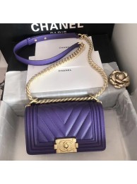 Luxury Small boy chanel handbag V67085 purple HY24638bE46