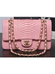 New Chanel 2.55 Series Flap Bags Sakura Pink Original Python Leather A1112SA Gold HY3902Uf80