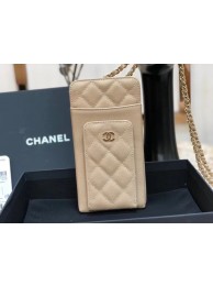 New Chanel Calfskin Chain Card packet & Gold-Tone Metal AP0990 beige HY20327Uf80