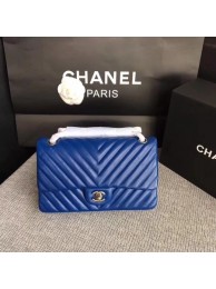New Chanel Flap Shoulder Bag Blue Original Sheepskin Leather CF1112V Silver HY13392Uf80