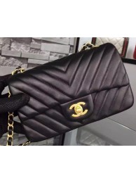 New Chanel mini Classic Flap Bag Black Original Sheepskin Chevron Leather CHA5500 Gold HY26897Uf80