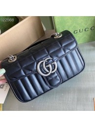 New Gucci GG Marmont matelasse mini bag 446744 black HY16312Uf80