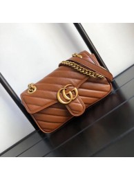 New Gucci GG Marmont small shoulder bag 446744 Brown HY13757Uf80