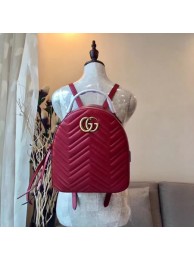 Quality Gucci GG Marmont Quilted Leather Backpack 476671 Red HY7705Vu63