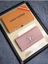 Quality Louis Vuitton Calfskin Leather CAPUCINES WALLET M61249 Pink HY8070Vu63