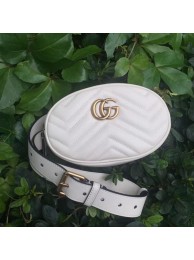 Replica AAA Gucci GG Marmont Leather Belt Bag 476434 White HY22000of41