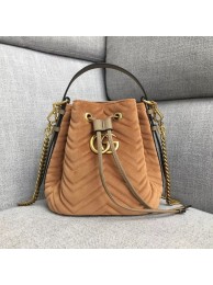 Replica AAA Gucci GG Marmont quilted leather bucket bag 525081 Camel suede HY11415of41