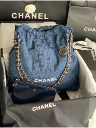 Replica Best Quality CHANEL 22 HANDBAG Denim AS3262 blue&white HY161Rf83