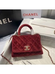 Replica Best Quality Chanel mini flap bag with top handle AS2215 Burgundy HY12571Rf83