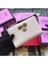 Replica Best Quality Gucci Leather card case with bow 524300 white HY24616Rf83