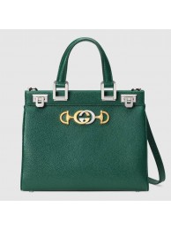 Replica Best Quality Gucci Zumi grainy leather small top handle bag 569712 Dark green HY526Rf83