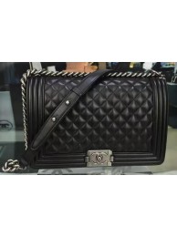 Replica Boy Chanel Flap Bag Black Original Sheepskin Leather A67088 Silver HY11258EO56