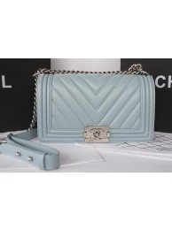 Replica Boy Chanel Flap Bag Original Chevron Sheepskin A67025 Light Blue HY5381cK54